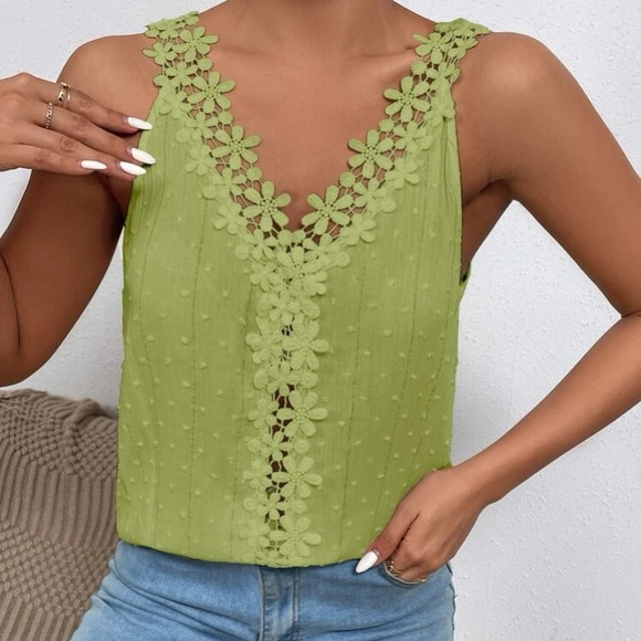 Mustard yellow Swiss dot lace detail blouse - Picture 11 of 15